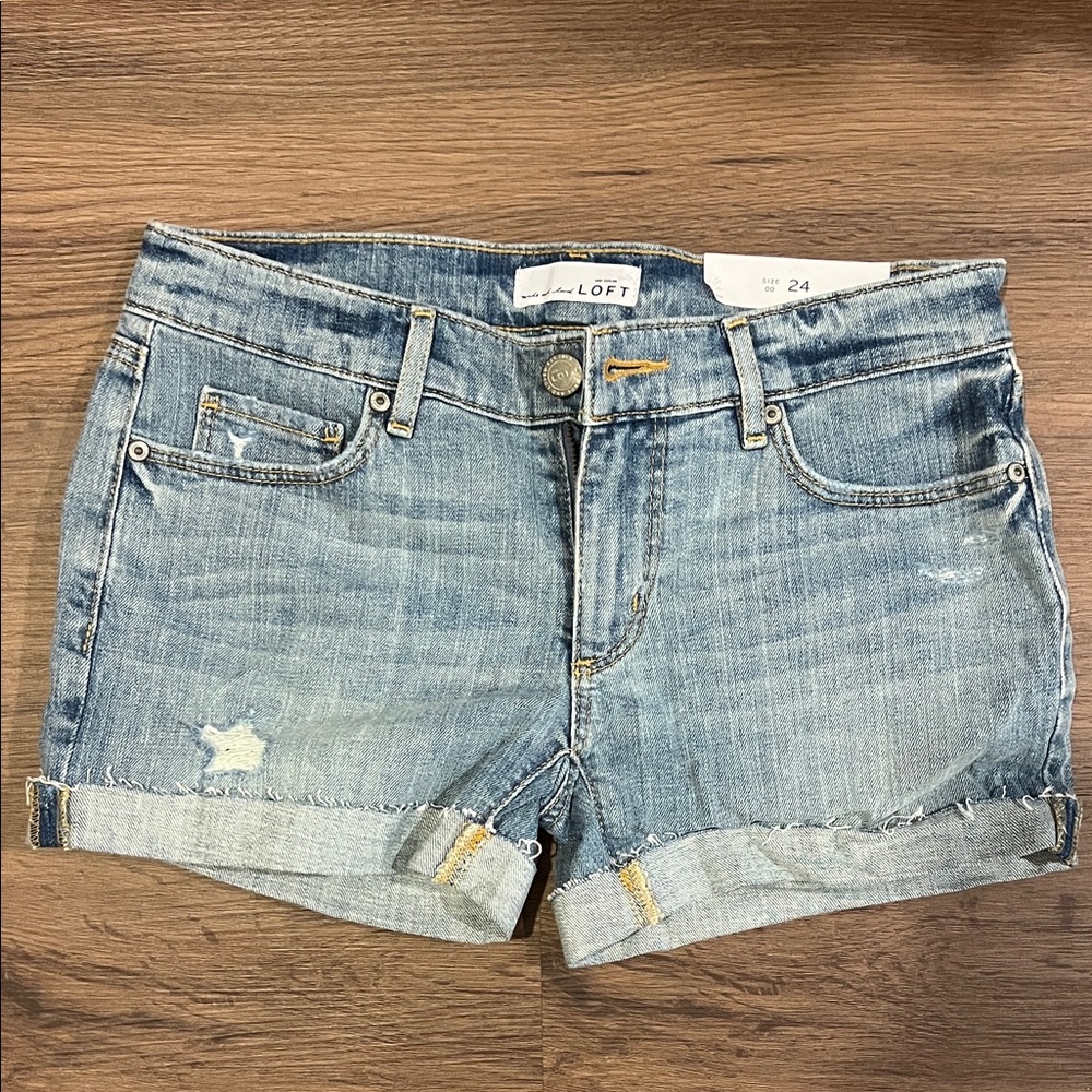 LOFT Denim Blue Rolled Hem Shorts